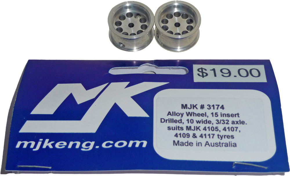 MJK 3174 Alloy Wheels 15 insert Drilled - FlatoutSlotCars